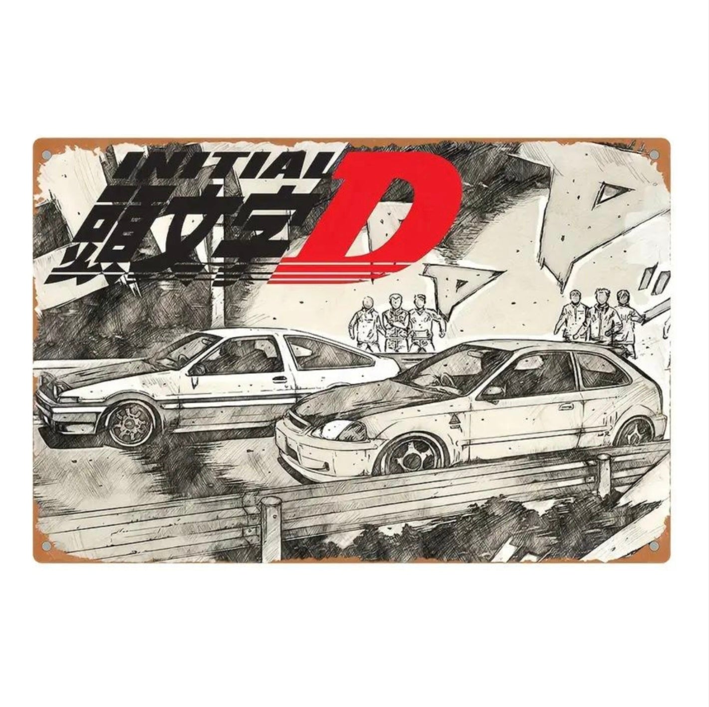 Initial D AE86 vs EK9 Metal Sign - Otonagai Paradise